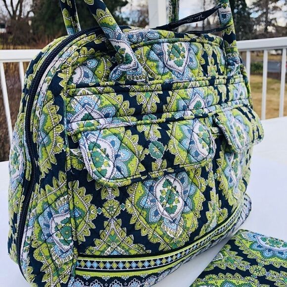 Vera Bradley paisley blue green hand bag wallet - Picture 3 of 8